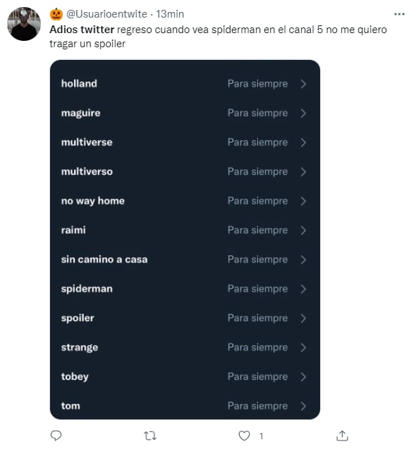Memes de usuarios diciendo "Adiós a Twitter para evitar spoilers de ‘Spider-Man: No Way Home’