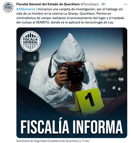Fiscalía de Querétaro informa sobre Alfredo González