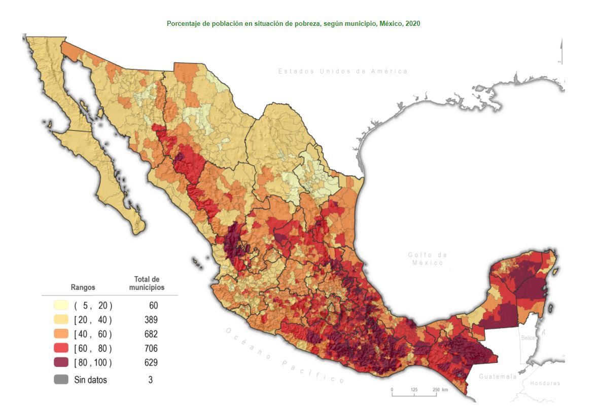 Mapa municipal de la situación de pobreza