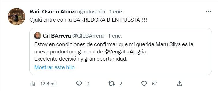 Tuit de Raúl Osorio