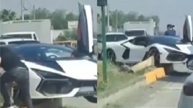 Choque de Lamborghini en Carretera Nacional, Nuevo León