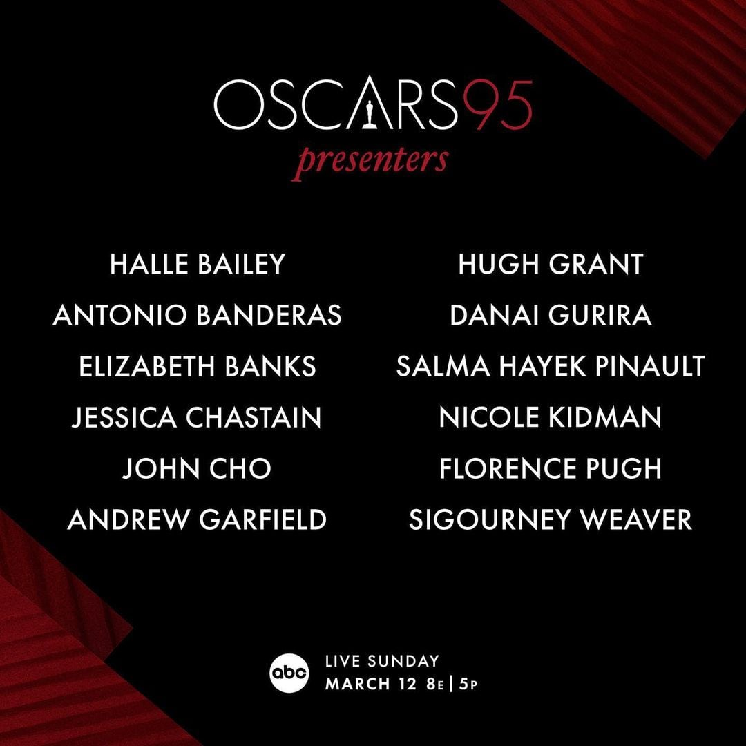 Lista de presentadores y conductores en los Premios Oscar 2023