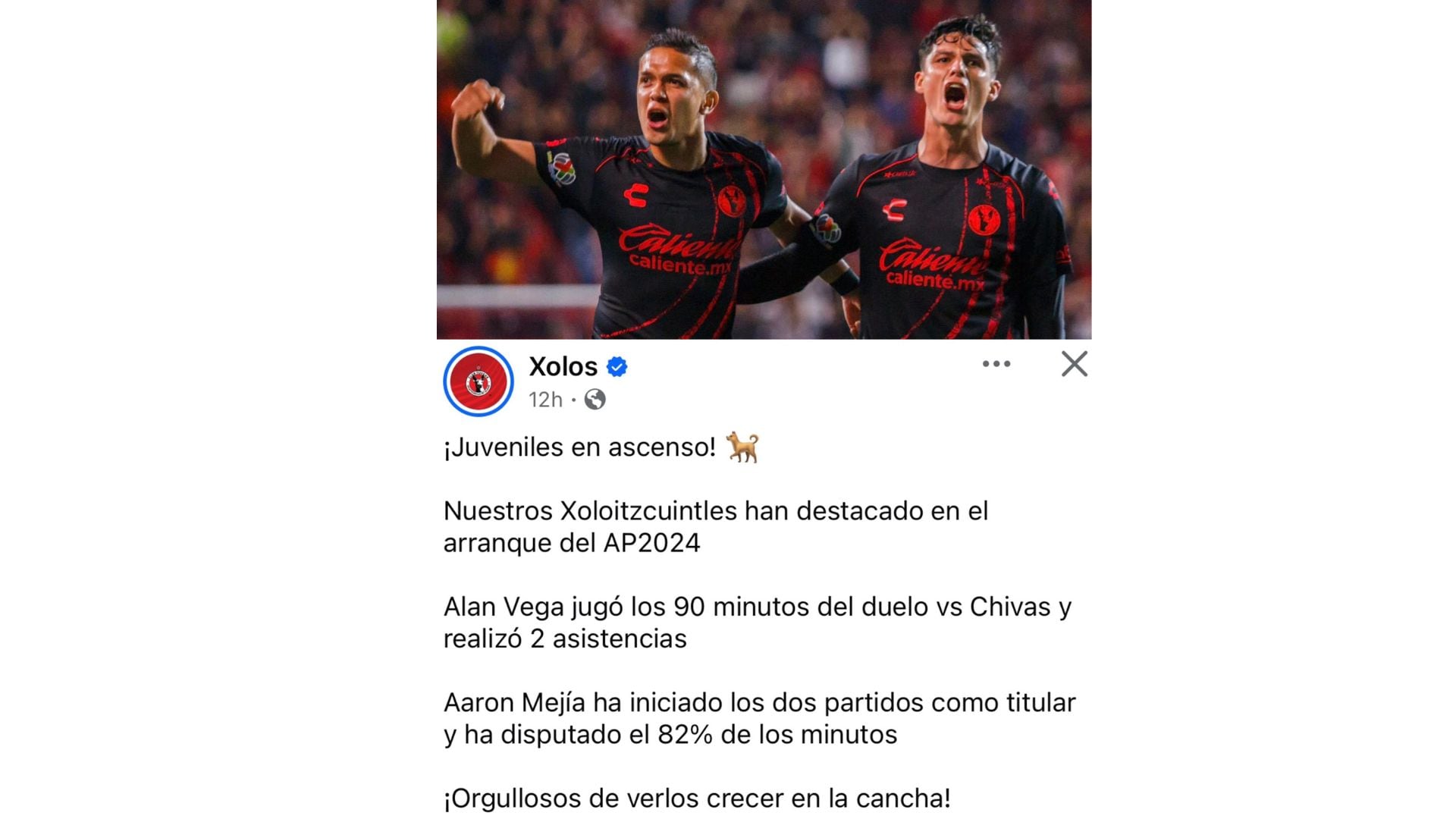 Mensaje de Xolos de Tijuana sobre sus juveniles.
