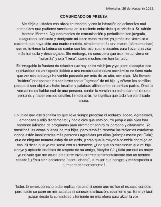 Comunicado Crista Montes