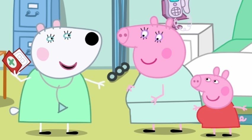 El chequeo médico de Mamá Cerdita embarazada