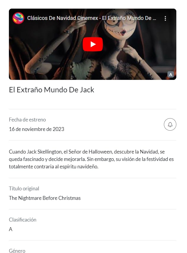 Fecha del reestreno de El Extraño Mundo de Jack en Cinemex