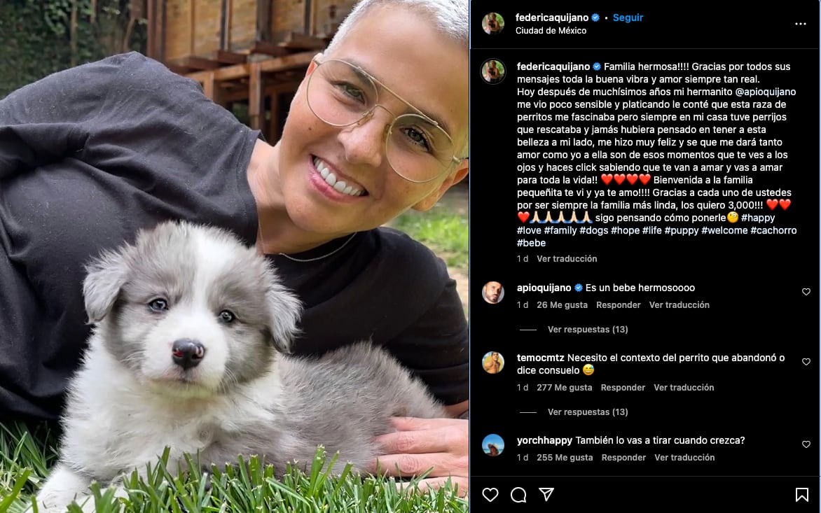 Apio Quijano le regaló una perrita a Federica Quijano