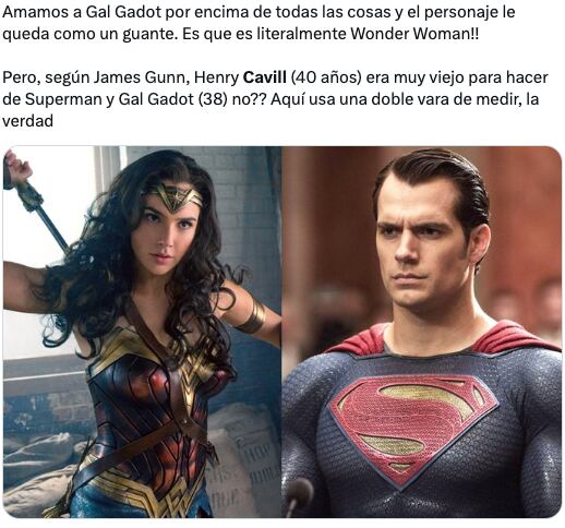 James Gunn esta siendo funado no querer a Henry Cavill pero sí regresar a Gal Gadot para Wonder Woman 3