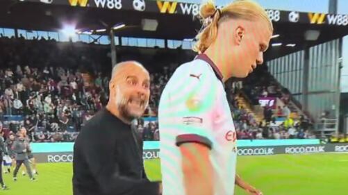 El inexplicable y brutal regaño de Pep Guardiola a Erling Haaland; había metido 2 goles en 30 minutos