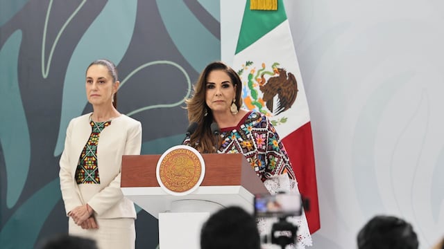 Mara Lezama, gobernadora de Quintana Roo, durante su intervención en la conferencia Mañanera del Pueblo desde la entidad.