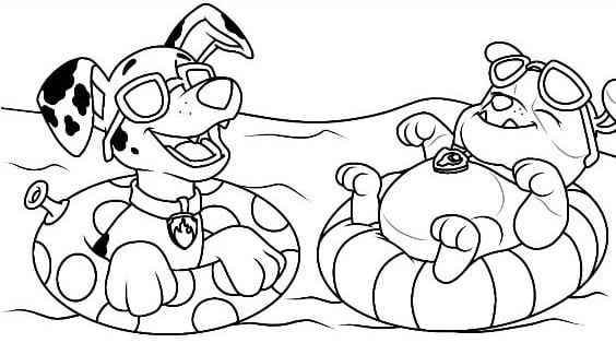 Dibujos de Paw Patrol en la playa de vacaciones