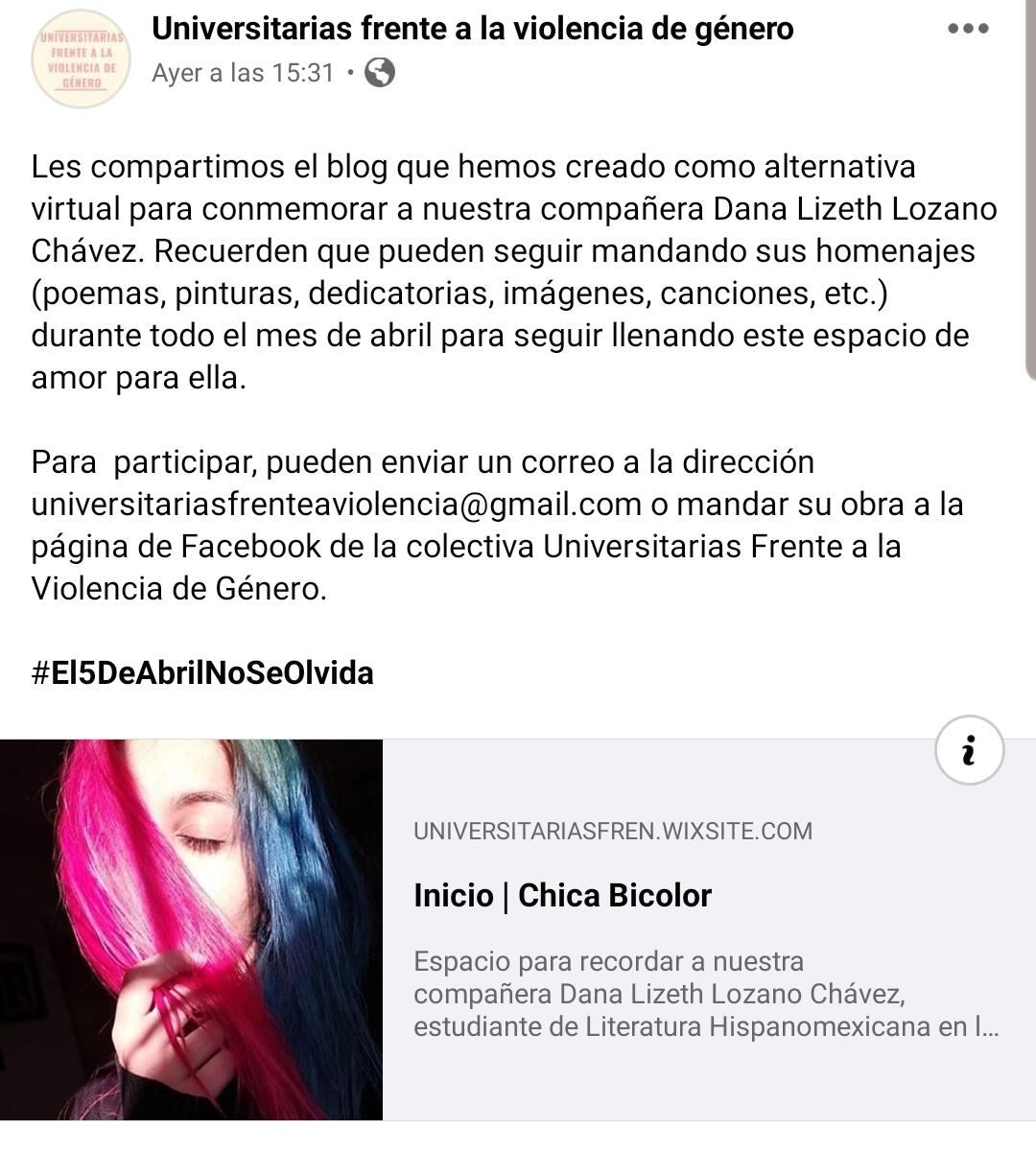 Protesta virtual por Dana.