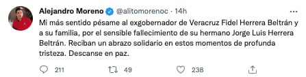 Tuit Alejandro Moreno