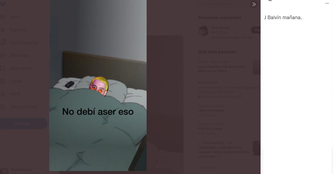 Meme de la reacción de J Balvin por palabras de Residente.