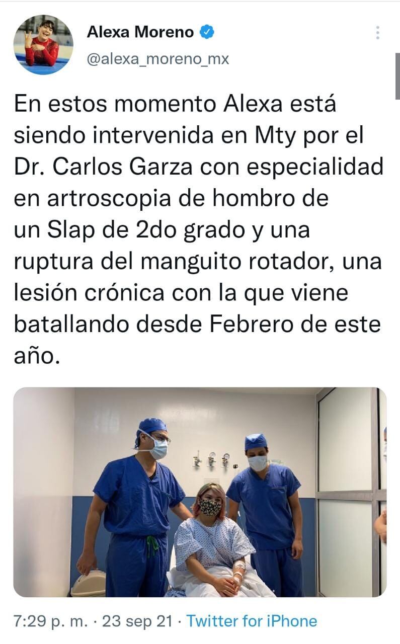 Publicación de Twitter de Alexa Moreno
