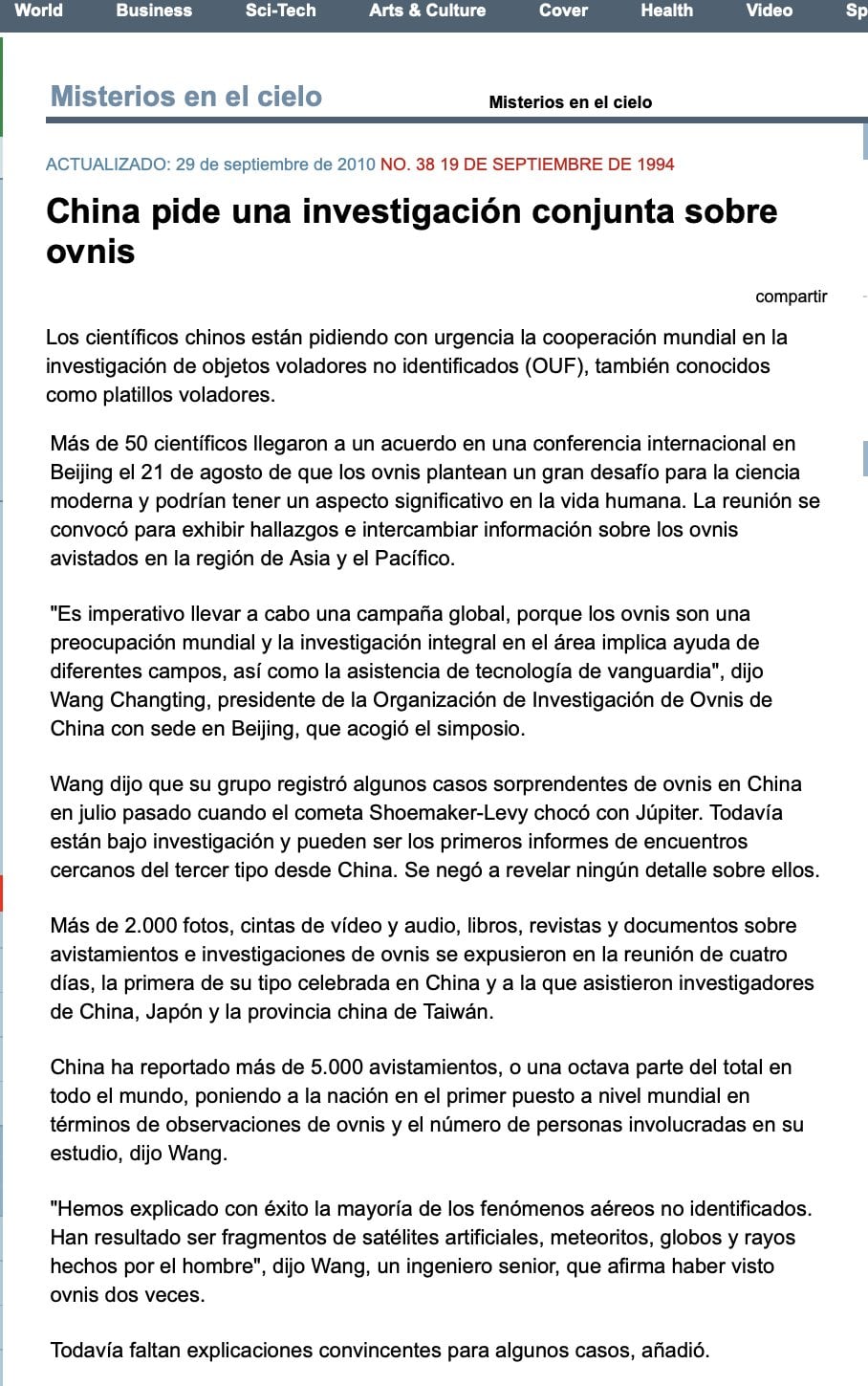 Jaime Maussan revela que China quire saber que hay detrás de los OVNIS