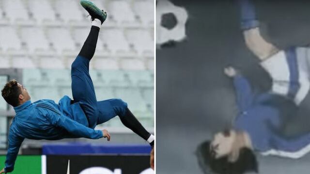 CR7 y Oliver ejecutando una chilena.