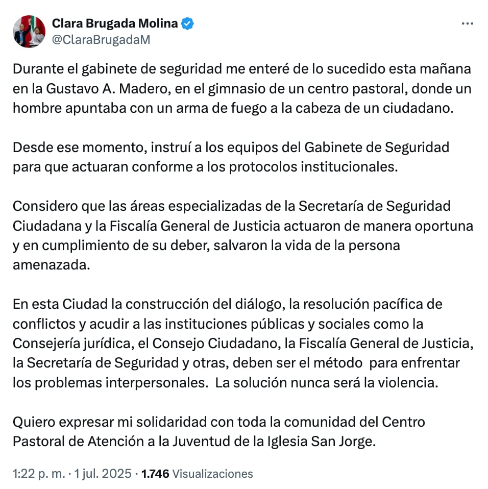 Clara Brugada respalda a policías que abatieron a hombre en toma de rehenes