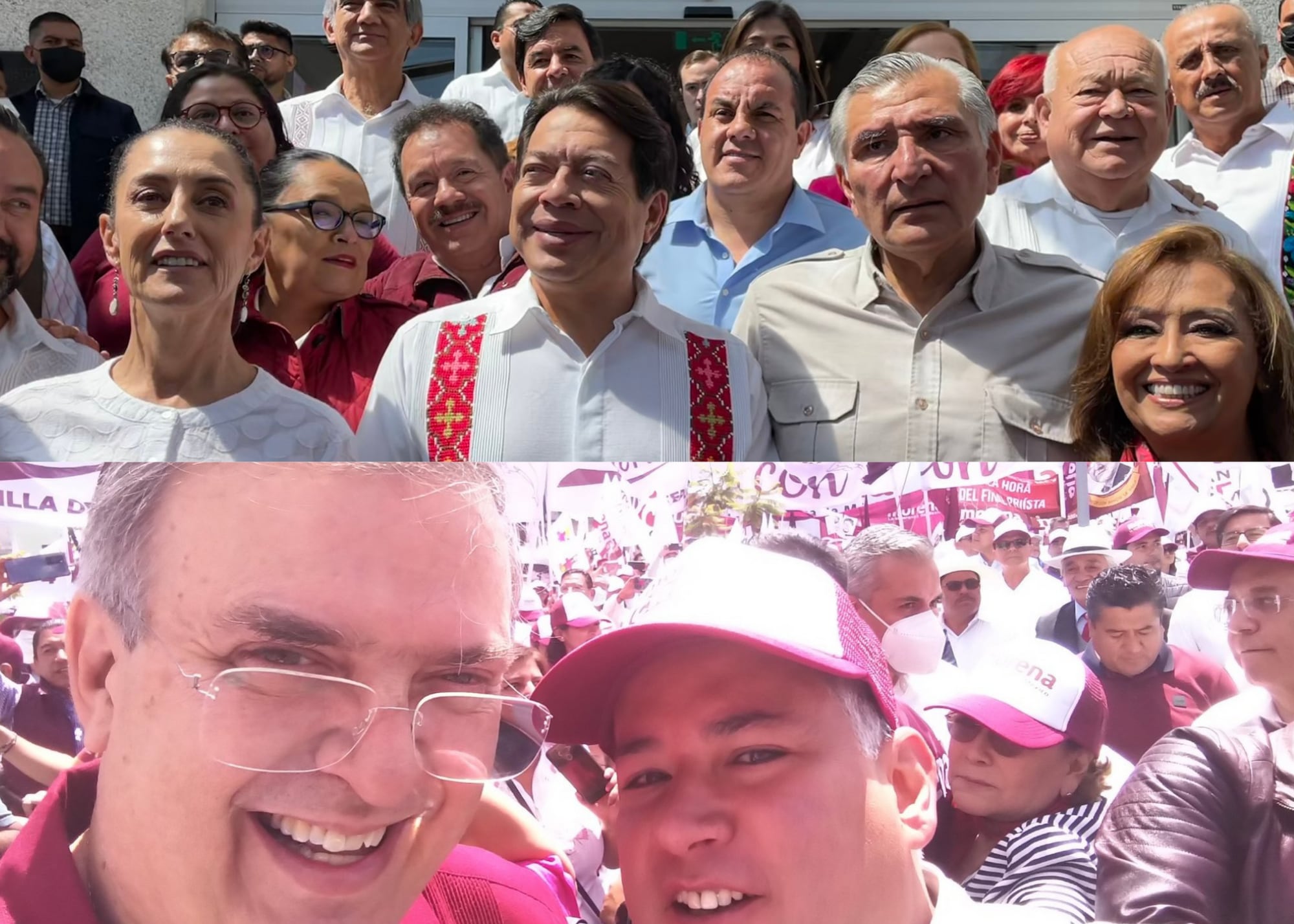 Claudia Sheinbaum, Marcelo Ebrard y Adán Augusto López en un mitin en Toluca de Morena