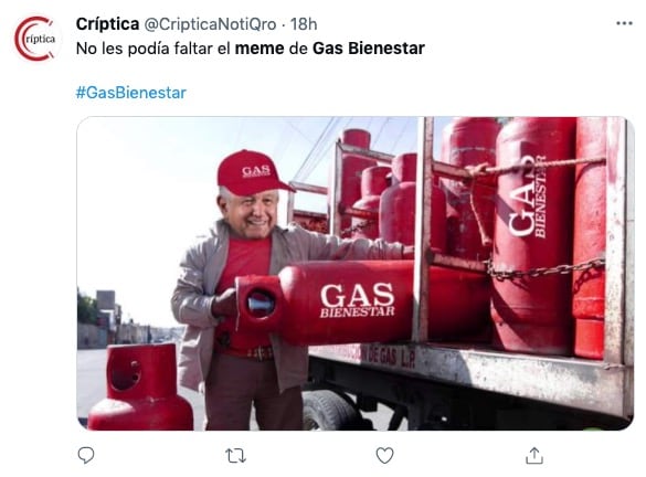 Meme sobre Gas Bienestar/@CripticaNotiQro