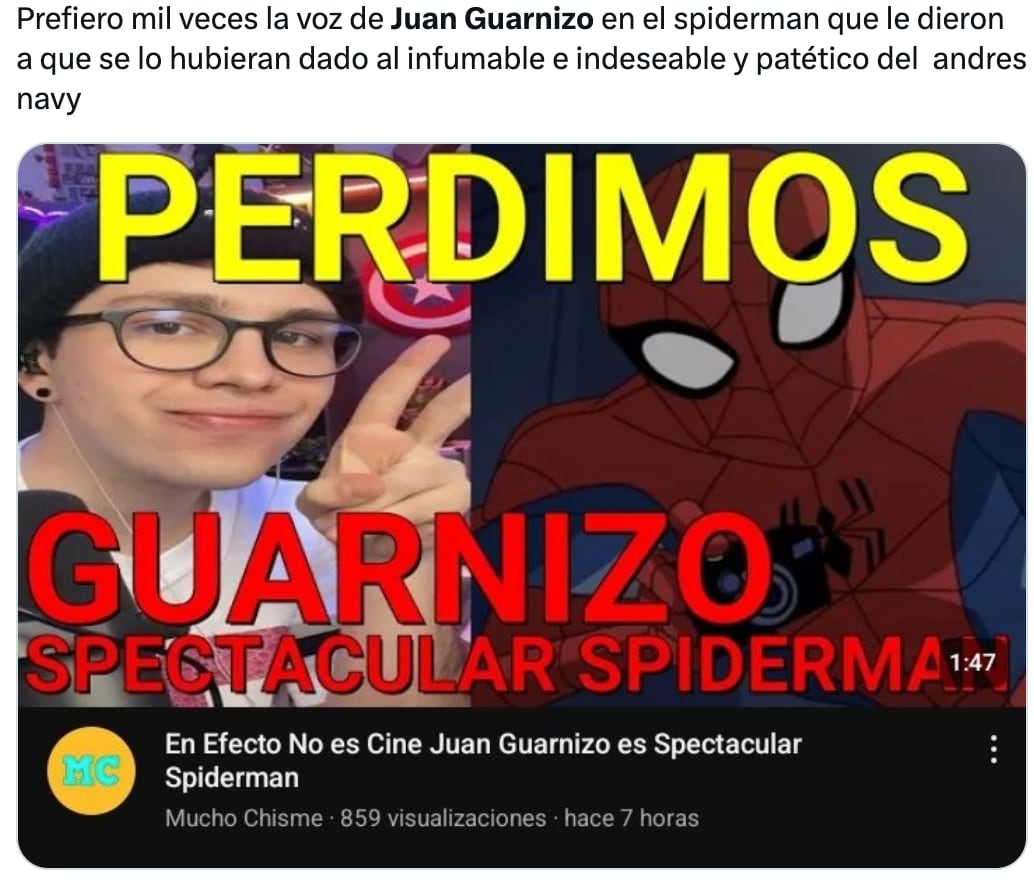 Memes se burlan de JuanSGuarnizo tras filtrarse su doblaje en Spider-Man: Across the Spider-Verse