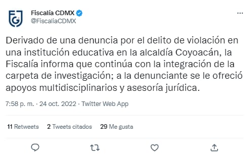 Fiscalía de CDMX investiga violación a alumna en CCH Sur