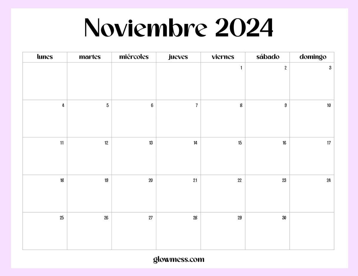 10 plantillas de calendario de noviembre 2024 para imprimir