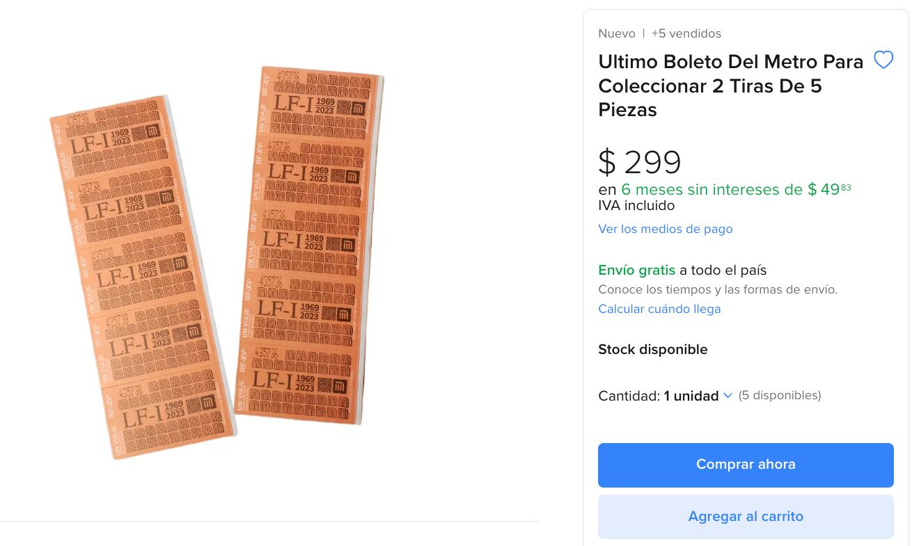 Última edición de boletos del Metro