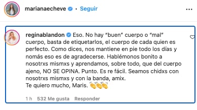 Regina Blandón respalda a Mariana Echeverría