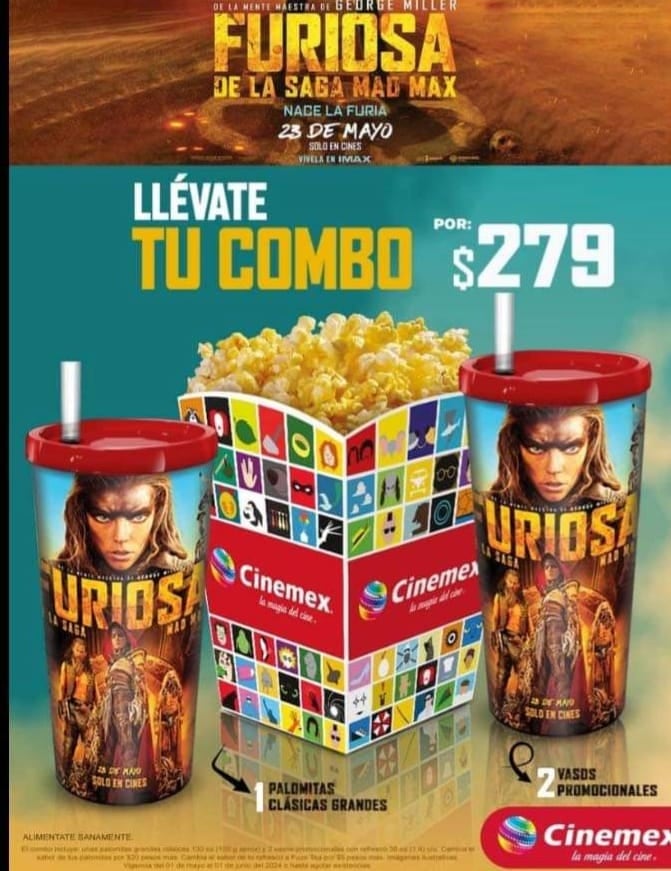 Vaso coleccionable de Furiosa en Cinemex