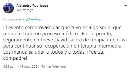 Alejandro Rodríguez sobre salud de David Páramo