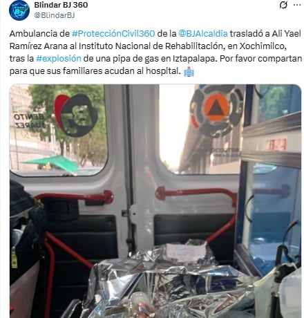 Ali Yael será traslado a Hospital de Xochimilco, informa alcaldía Benito Juárez