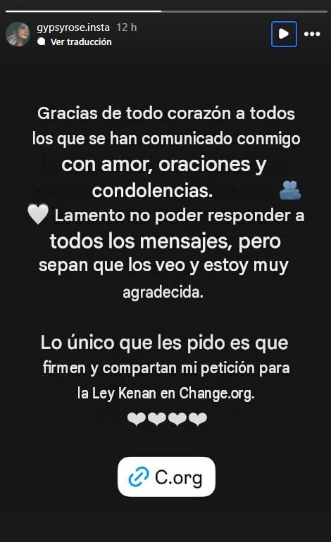 Gypsy Rose Blanchard responde al apoyo tras la muerte de Ken Urker