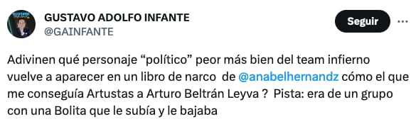Gustavo Adolfo Infante revela que Sergio Mayer está en el nuevo libro de Anabel Hernández.