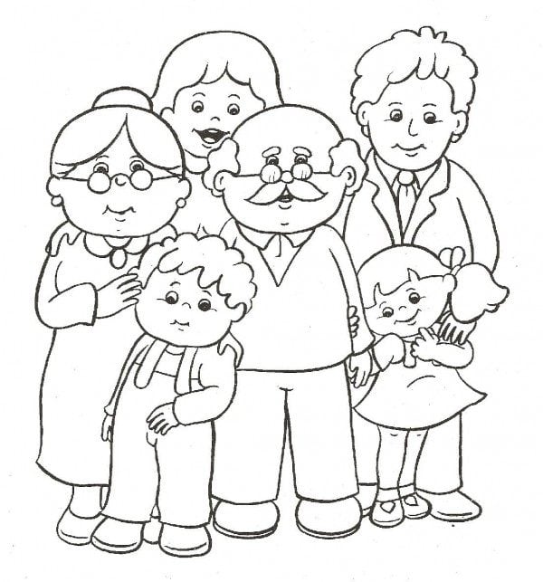 Dibujo de toda la familia para el Día del Abuelo