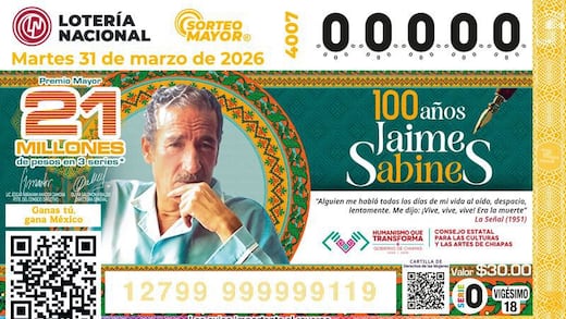 Homenaje a Jaime Sabines: Lotería Nacional lanza billete conmemorativo