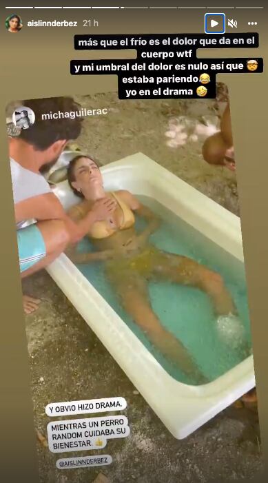 Aislinn Derbez se sumerge en hielos