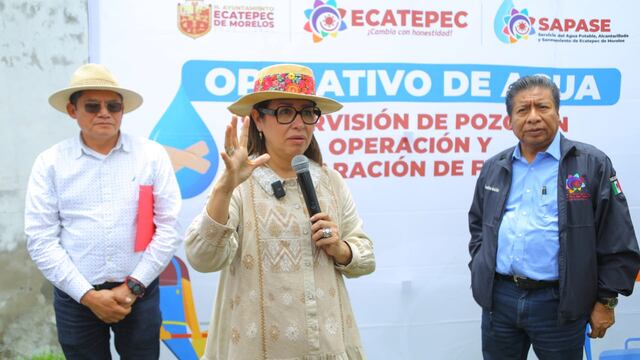 Azucena Cisneros visita el cárcamo de Nueva Aragón, en Ecatepec