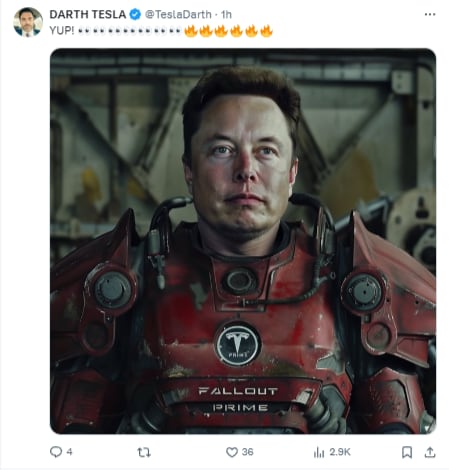 Reacción por el tráiler de Fallout que compartió Elon Musk