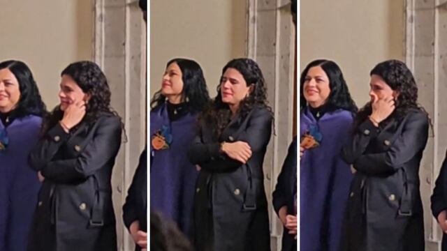 Luisa María Alcalde llora en último día de AMLO como presidente