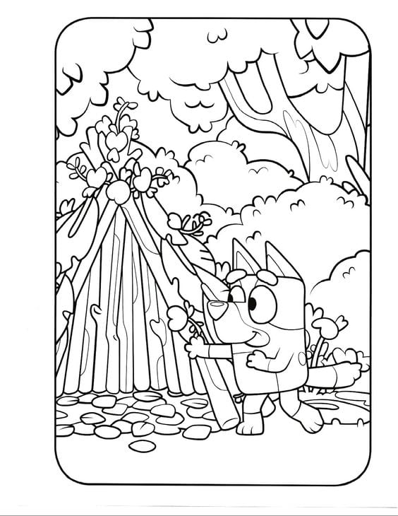 Dibujos de Bluey otoño para colorear