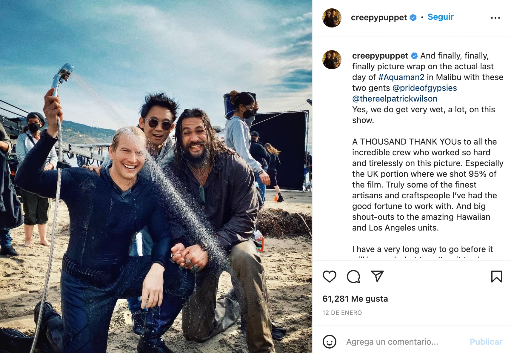 Director de Aquaman excluyó a Amber Heard se sus felicitaciones