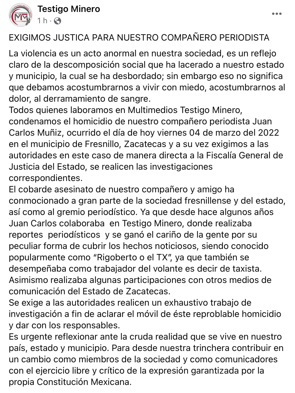 Condenan asesinato del periodista