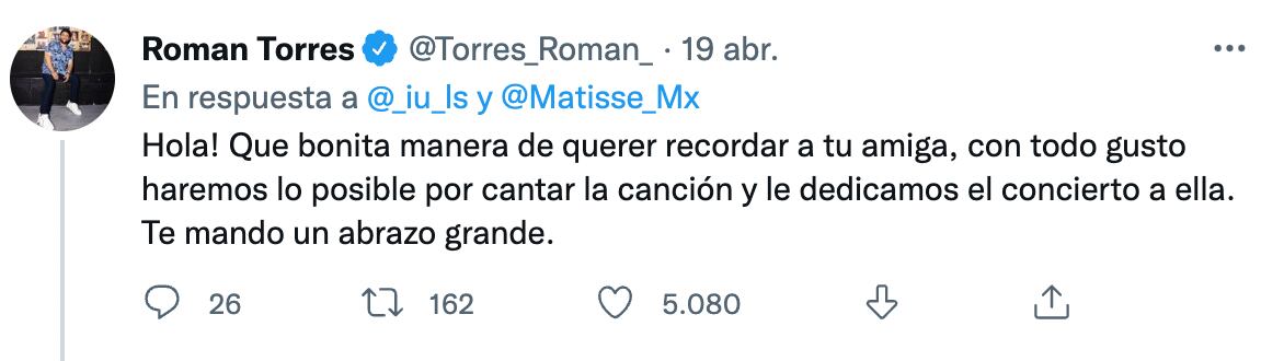 Román Torres respondió a su fan