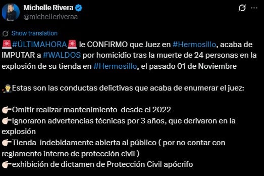 Imputan por homicidio a Waldo’s tras incendio en Hermosillo