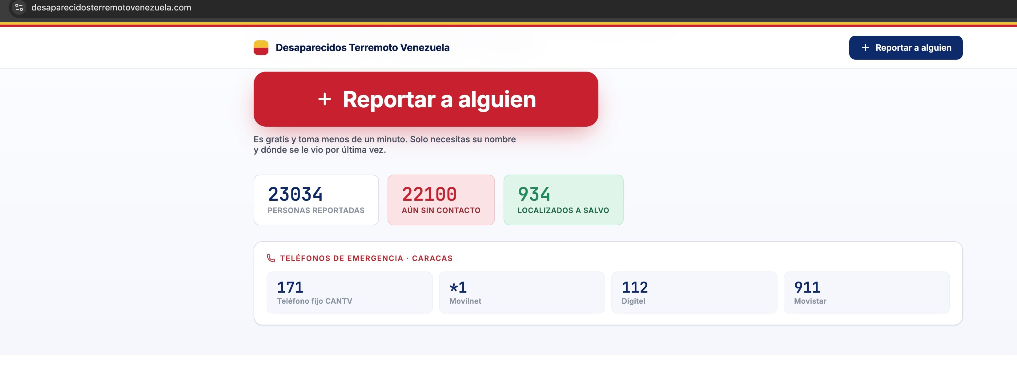 Página para buscar desaparecidos en Venezuela