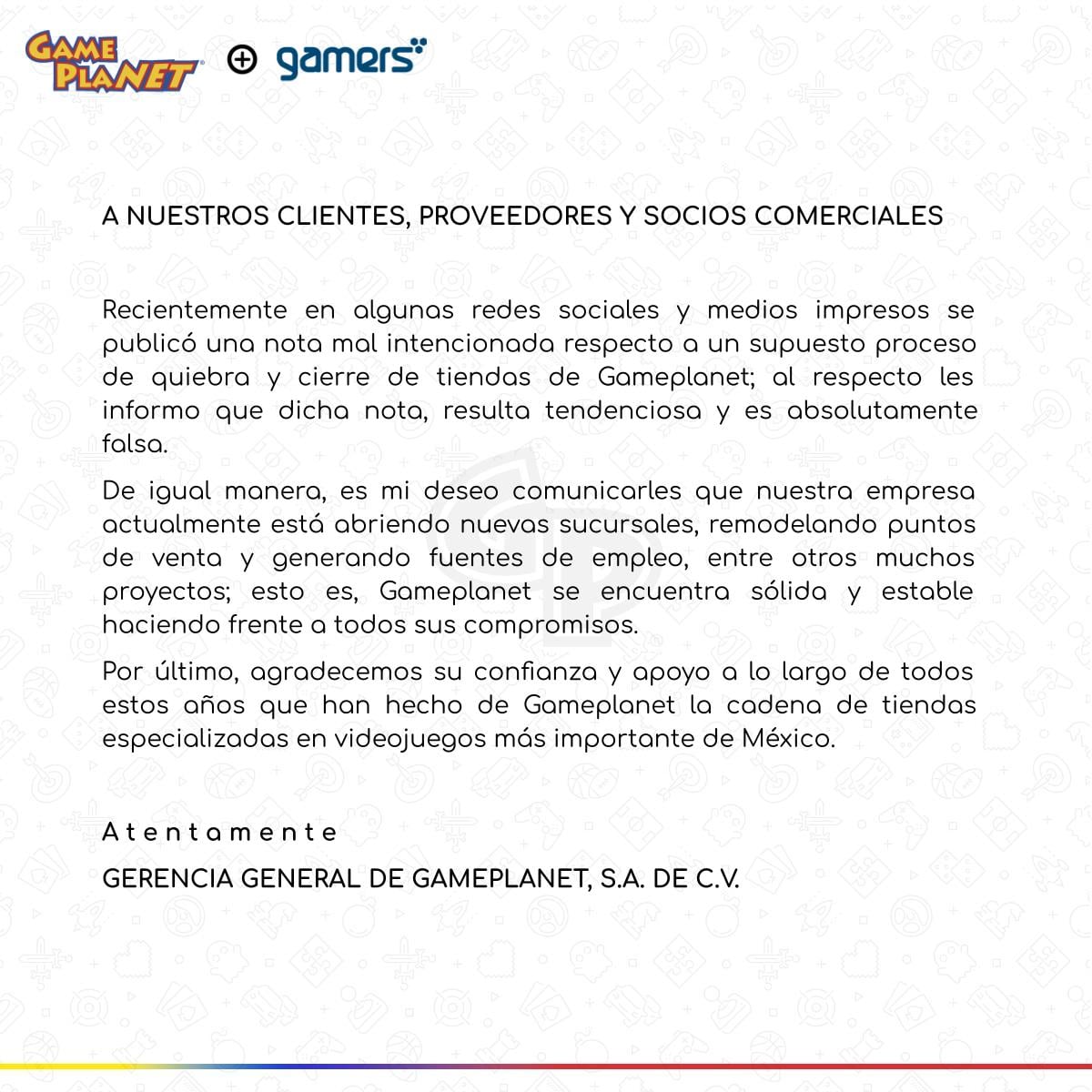 GamePlanet emite un comunicado negando estar en quiebra