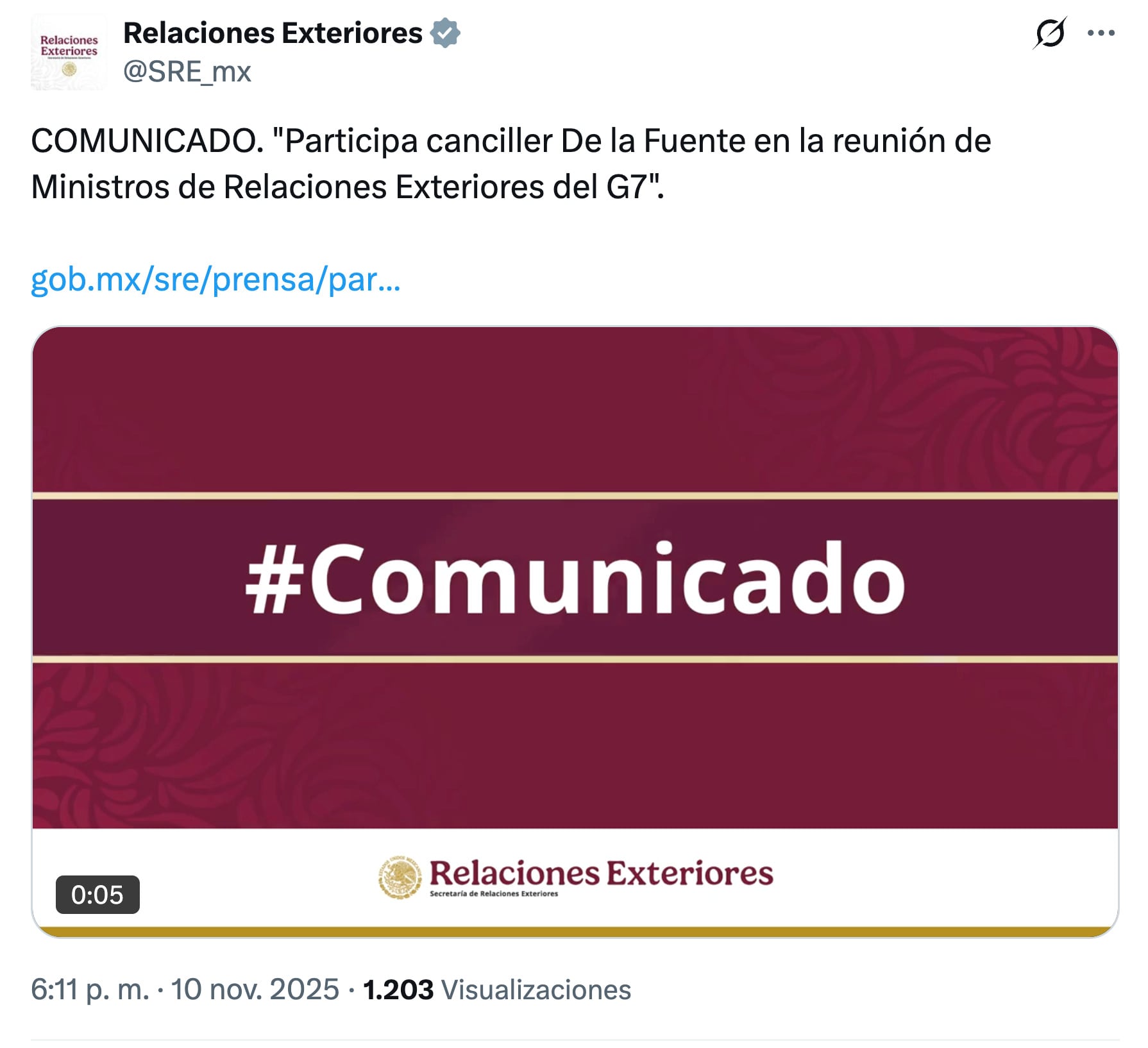 Juan Ramón de la Fuente viajará a Canadá para reunión del G7