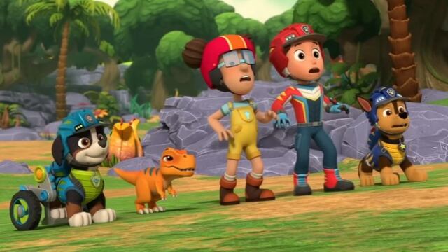 Paw Patrol lleva al dinosaurio perdido con su mamá