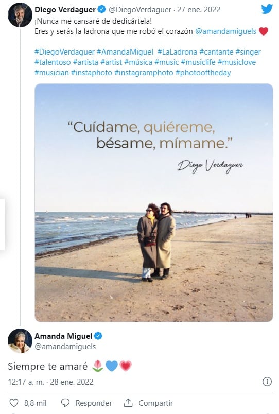Amanda Miguel dedica mensaje a Diego Verdaguer